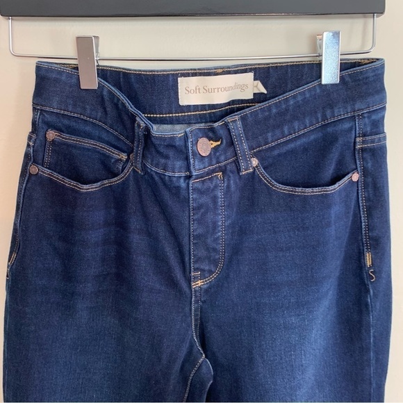 [Soft Surroundings] Dark Wash Elastic Waist Straight Leg Denim Jeans - Picture 2 of 10